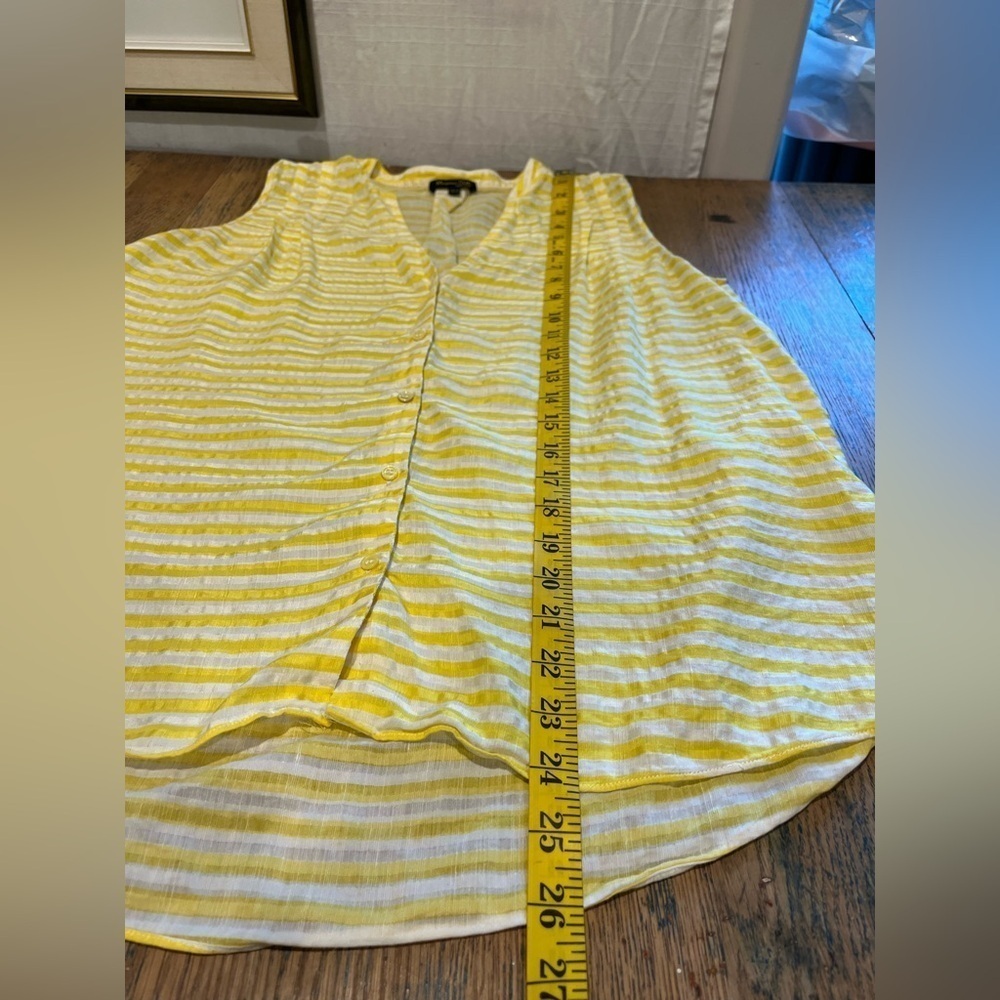 MASSIMO DUTTI – Sleeveless Yellow & White Striped Blouse – Size 38 (US 6) - Picture 9 of 9